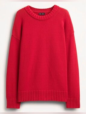 Gap Women's Red Crewneck Knit Sweater Cotton XXL Relaxed Oversized EUC